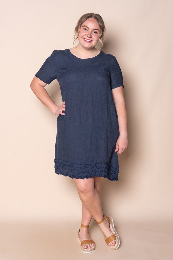 Dahlia Linen Dress in Navy
