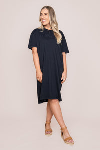 Simplified Tee Dress in Navy - Foxwood