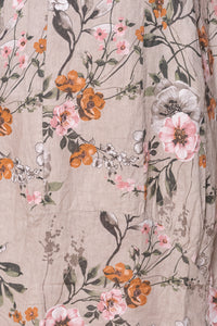 Violet Linen Floral Dress in Taupe