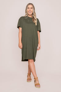 Simplified Tee Dress in Khaki - Foxwood