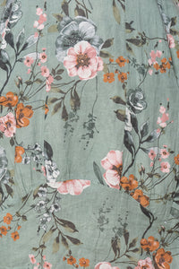 Violet Linen Floral Dress in Dark Sage