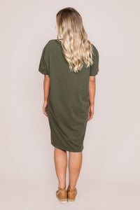 Simplified Tee Dress in Khaki - Foxwood