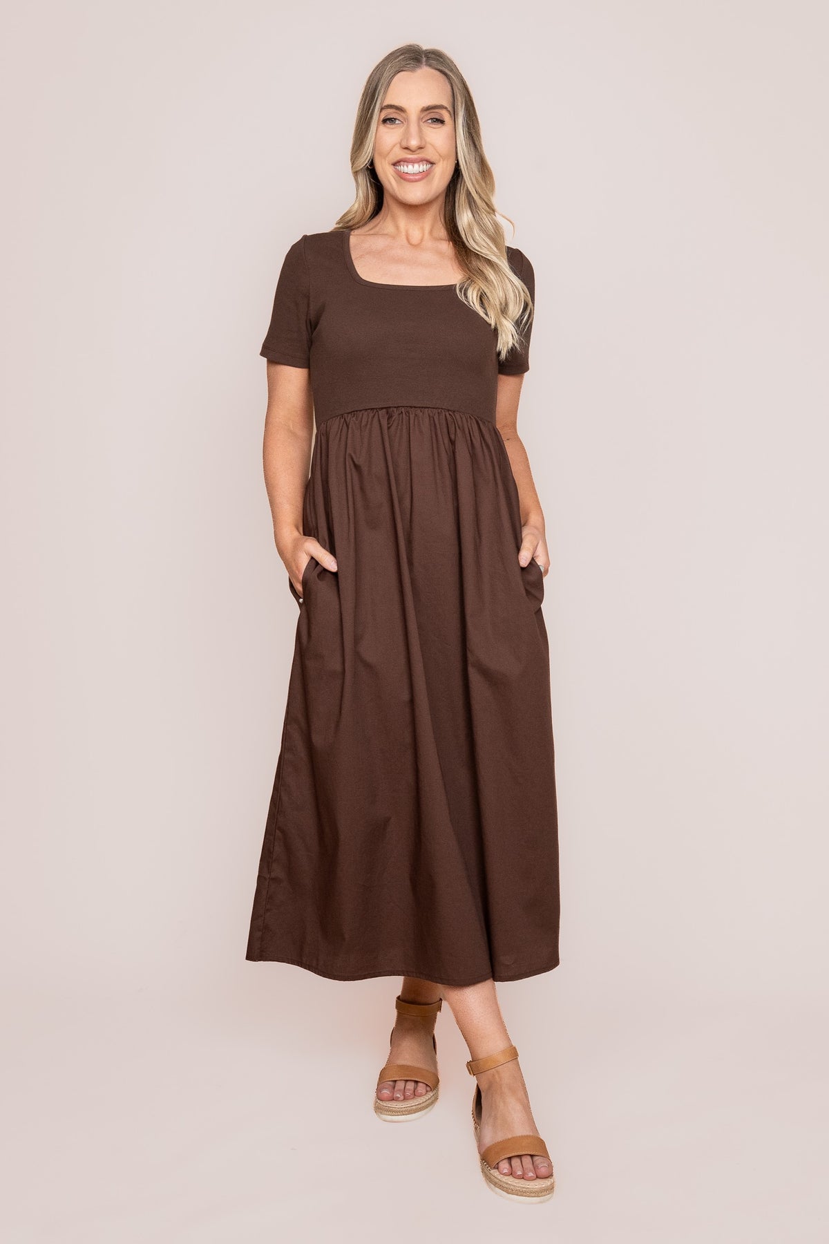 Ella Midi Dress in Chocolate - Foxwood