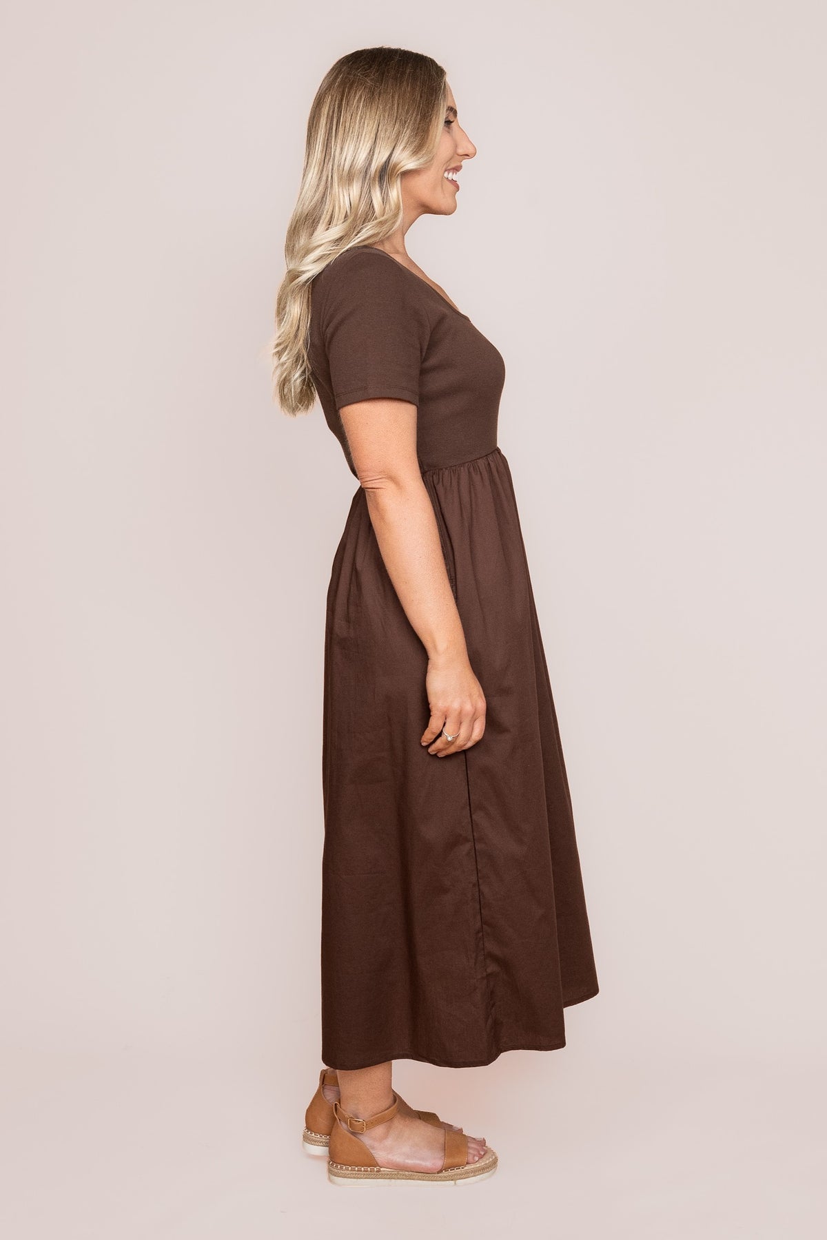 Ella Midi Dress in Chocolate - Foxwood