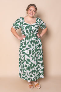 Leanna Leaf Midi Dress in Green