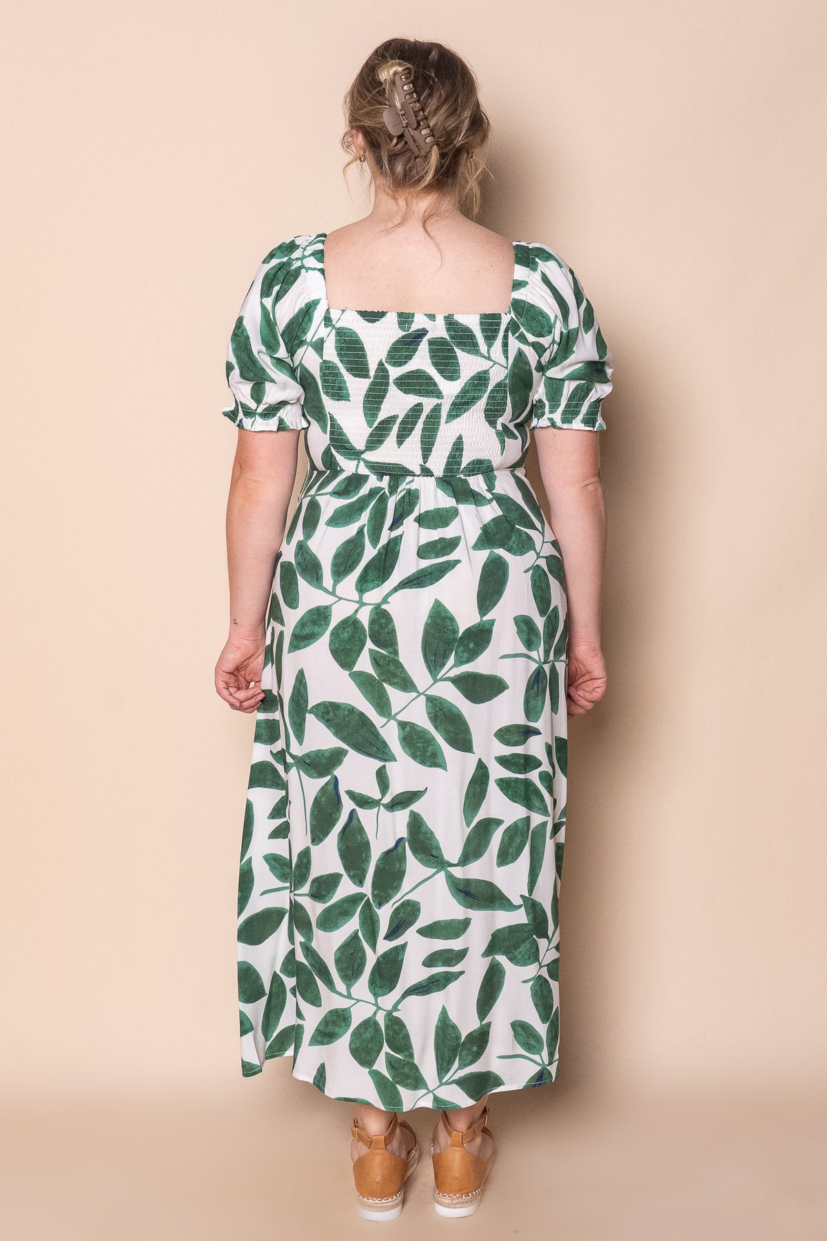 Leanna Leaf Midi Dress in Green