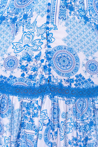 Quinley Paisley Midi Dress in Sky Blue