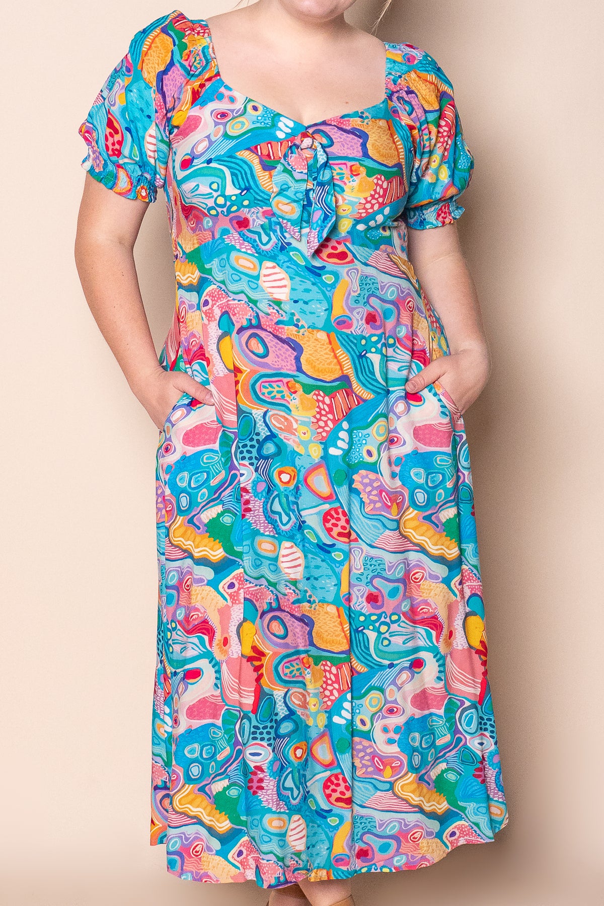 Nina Midi Dress in Turquoise