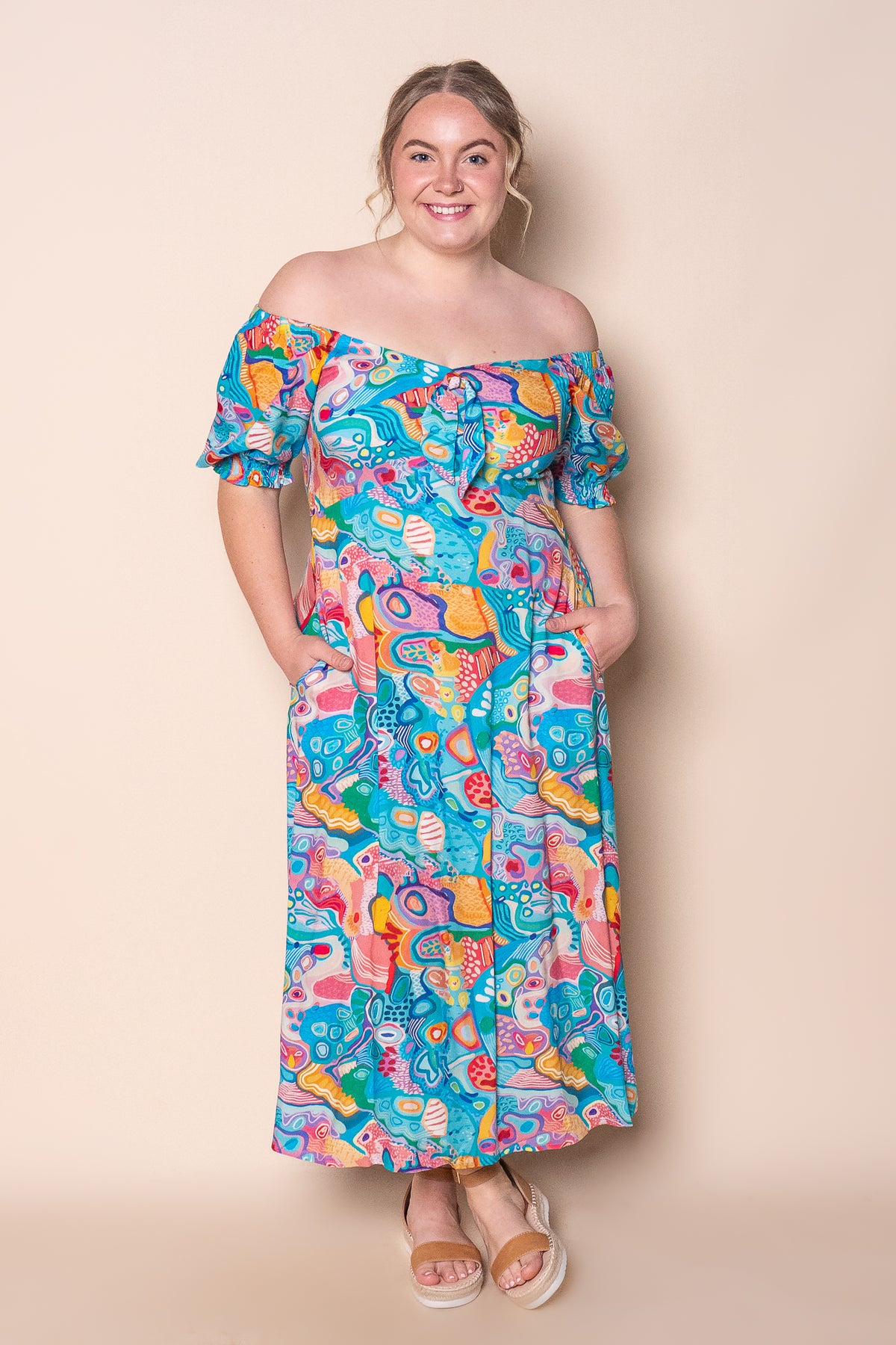 Nina Midi Dress in Turquoise