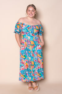 Nina Midi Dress in Turquoise