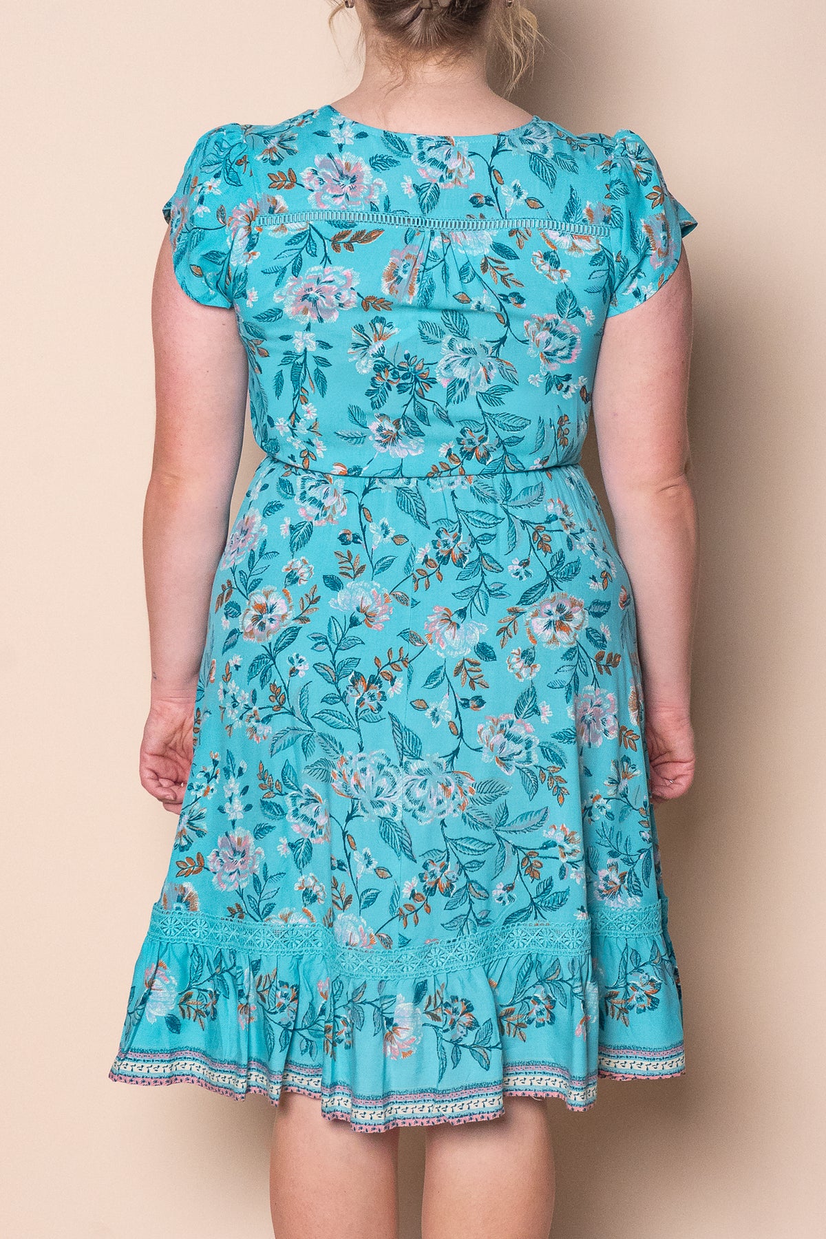 Tina Floral Dress in Turquoise