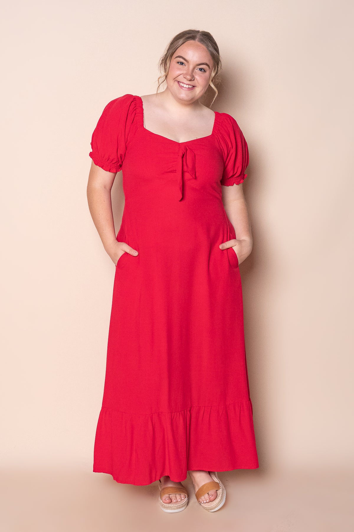 Kylie Midi Dress in Red