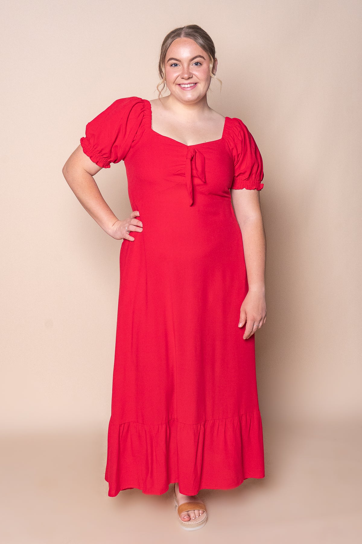 Kylie Midi Dress in Red