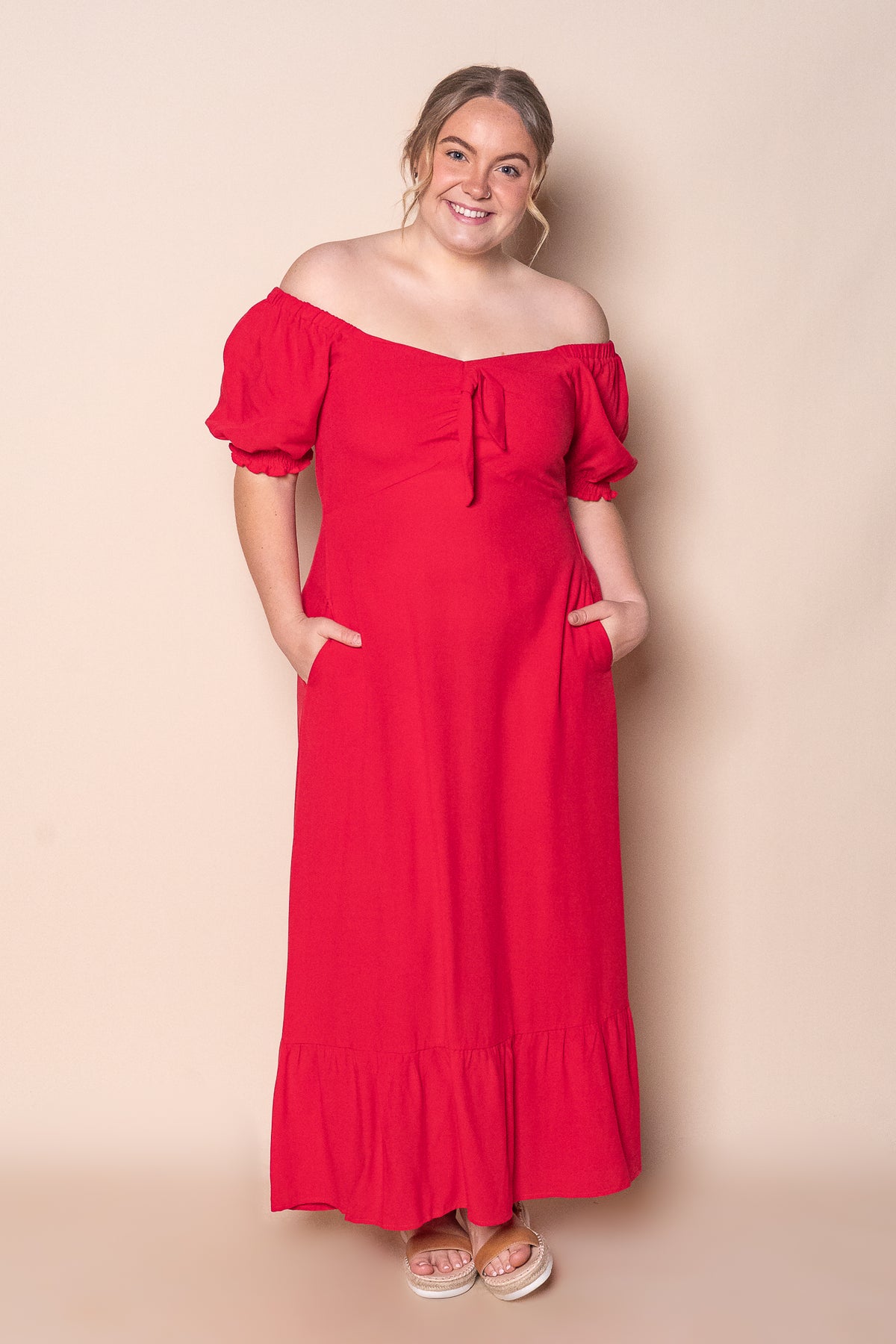 Kylie Midi Dress in Red