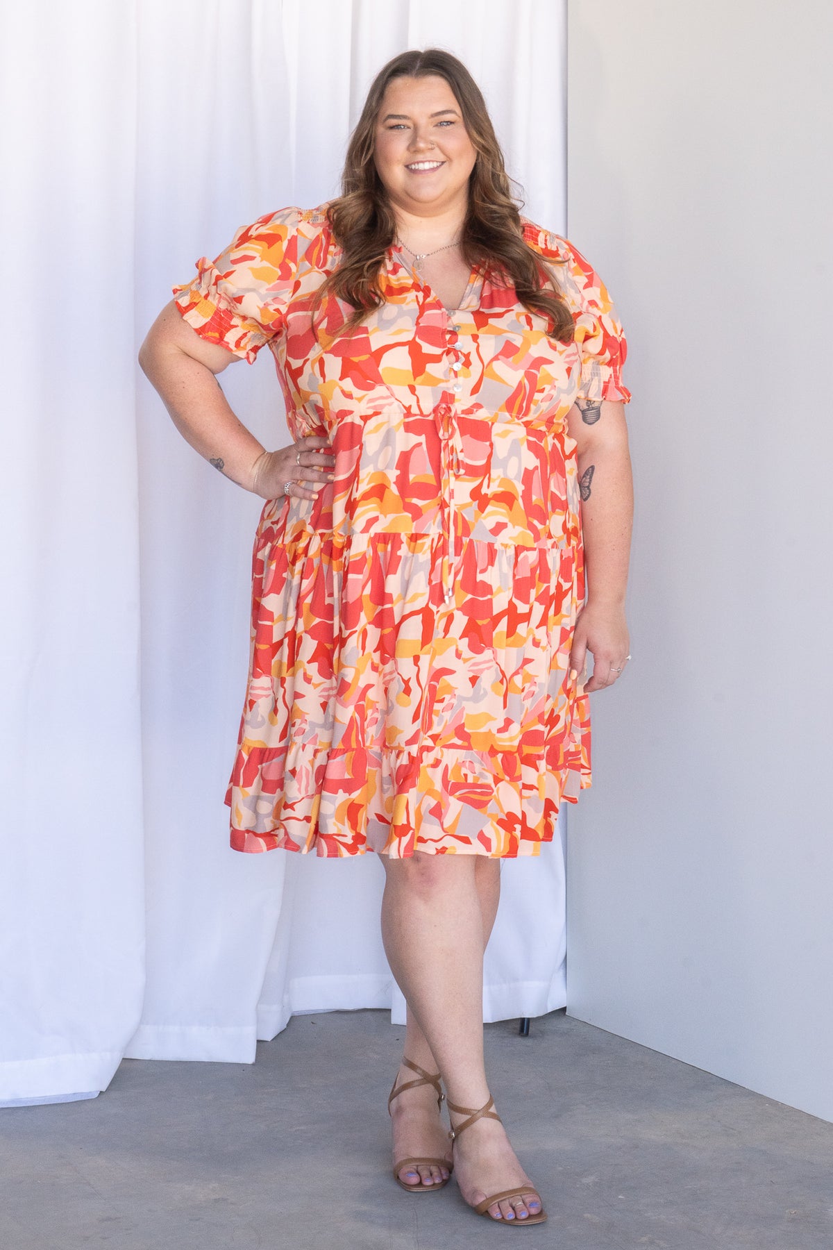 Lumi Abstract Dress in Red