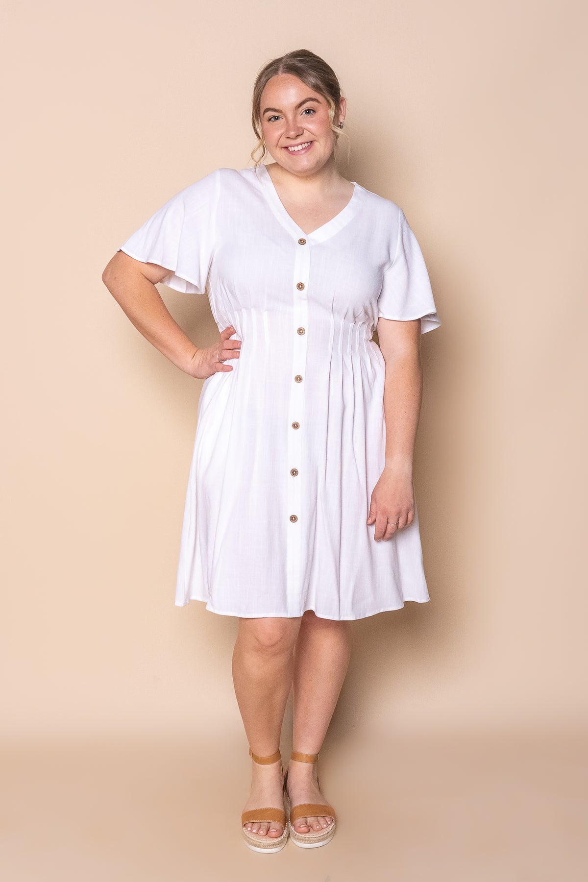 Kella Short Sleeve Dress in White