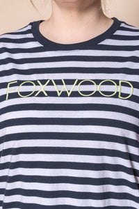 Simplified Stripe Tee Dress in Navy & White Stripe - Foxwood