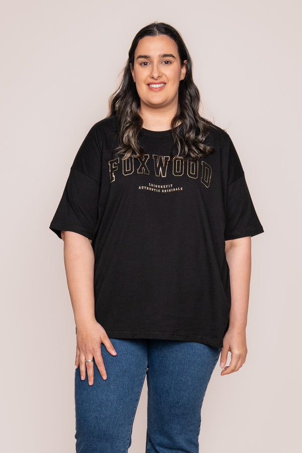Metallic Outline Interval Tee in Black/Gold - Foxwood