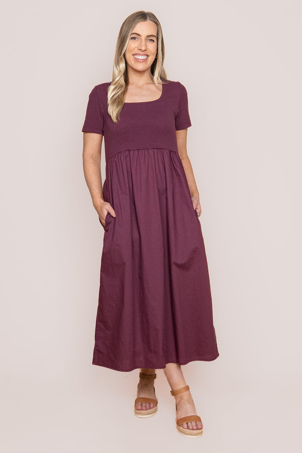 Ella Midi Dress in Plum - Foxwood