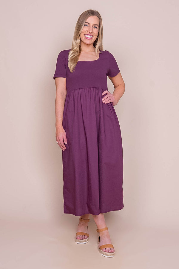 Ella Midi Dress in Plum - Foxwood
