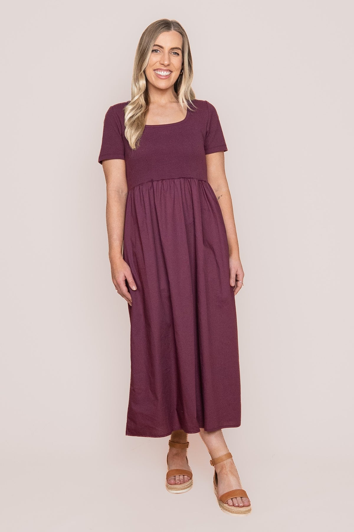 Ella Midi Dress in Plum - Foxwood