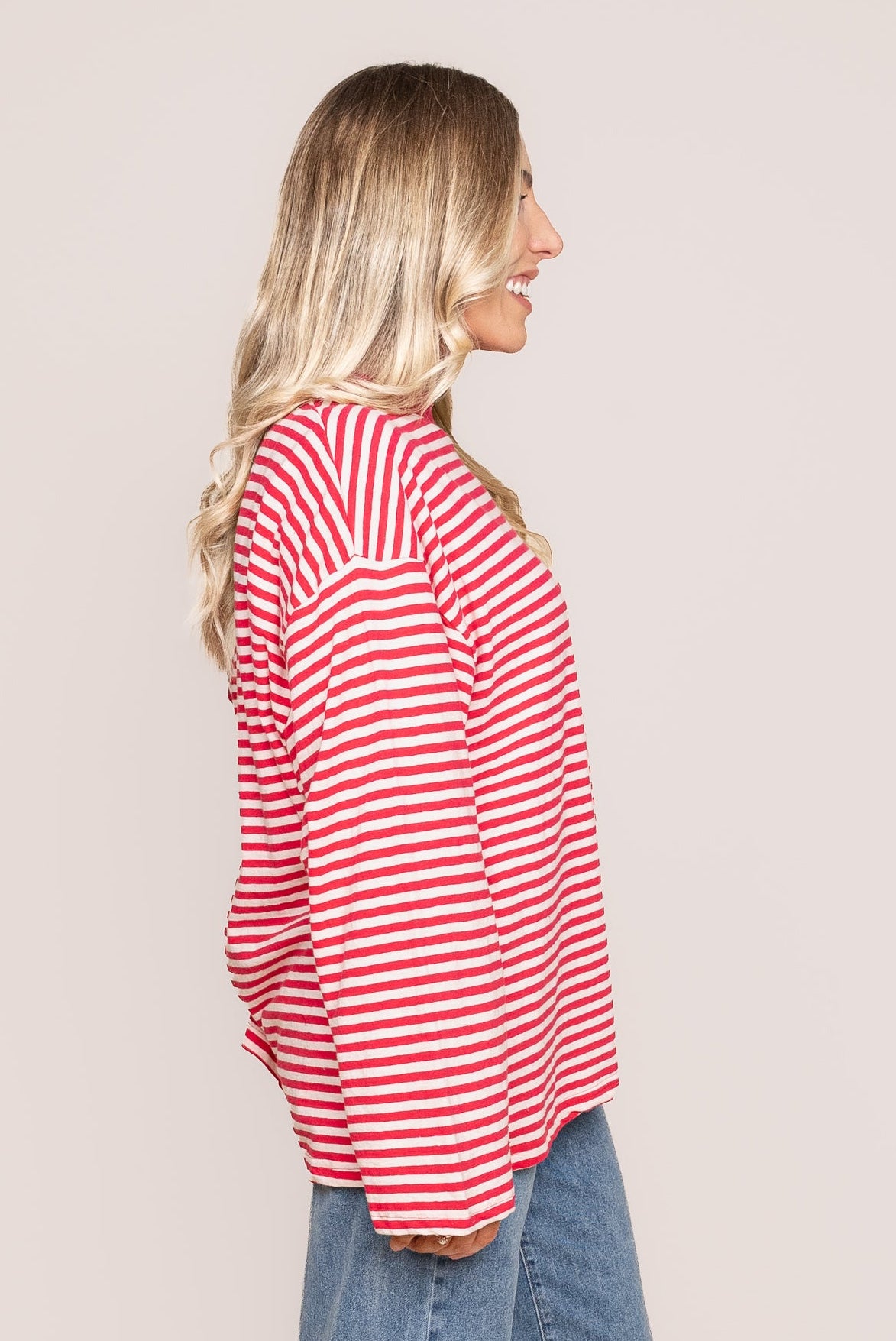 Paloma L/S Stripe Tee in Red - All About Eve
