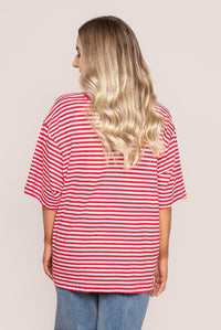 Paloma Oversized Stripe Tee in Red - All About Eve