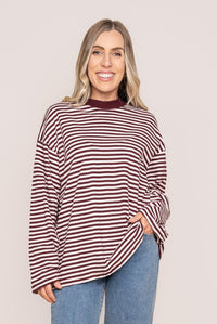 Paloma L/S Stripe Tee in Port - All About Eve
