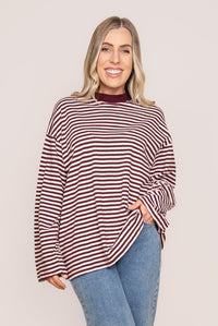 Paloma L/S Stripe Tee in Port - All About Eve