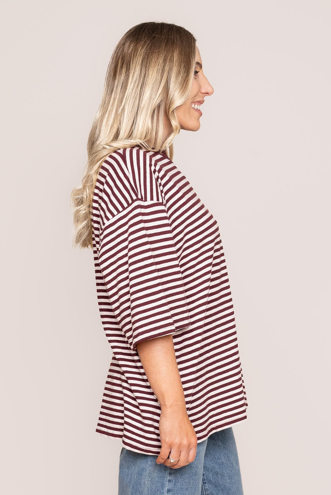 Paloma Oversized Stripe Tee in Port - All About Eve
