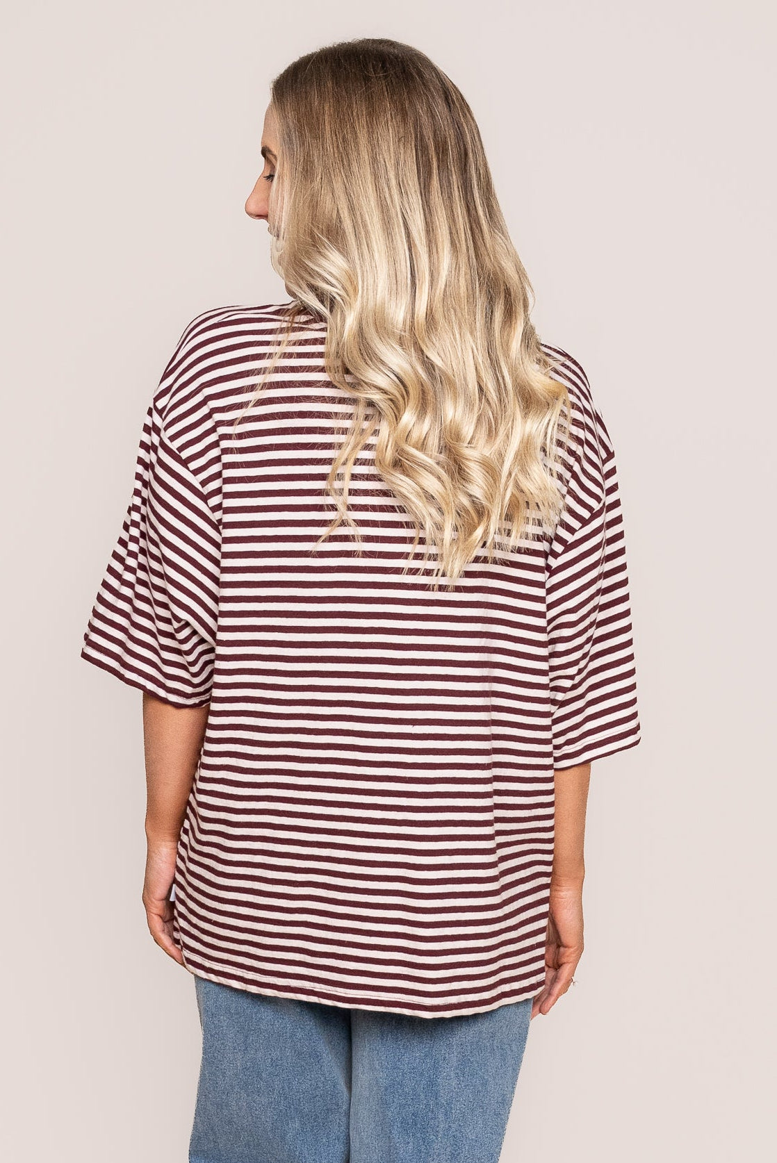 Paloma Oversized Stripe Tee in Port - All About Eve
