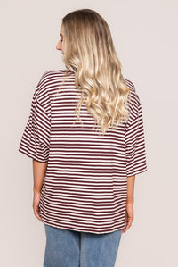 Paloma Oversized Stripe Tee in Port - All About Eve