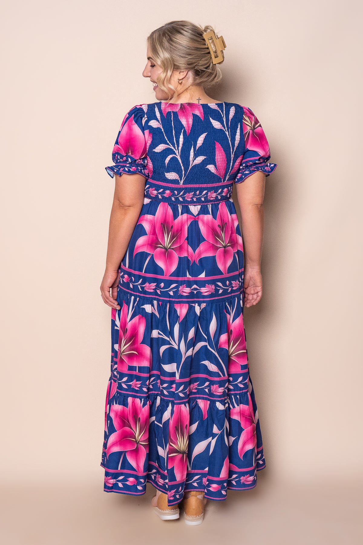 Quilty Floral Maxi Dress in Royal Blue