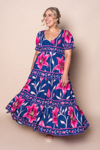 Quilty Floral Maxi Dress in Royal Blue