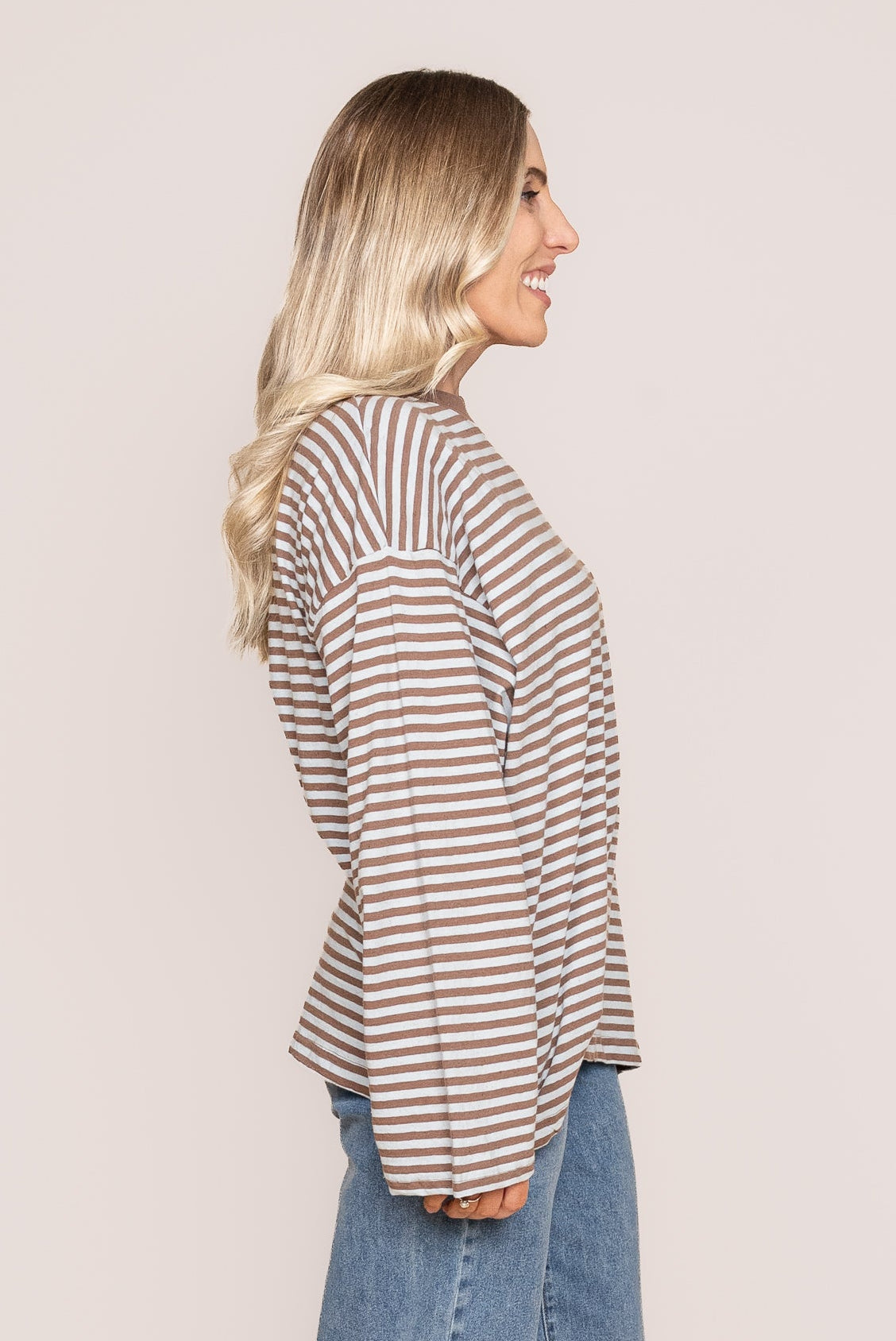 Paloma L/S Stripe Tee in Ocean Blue - All About Eve