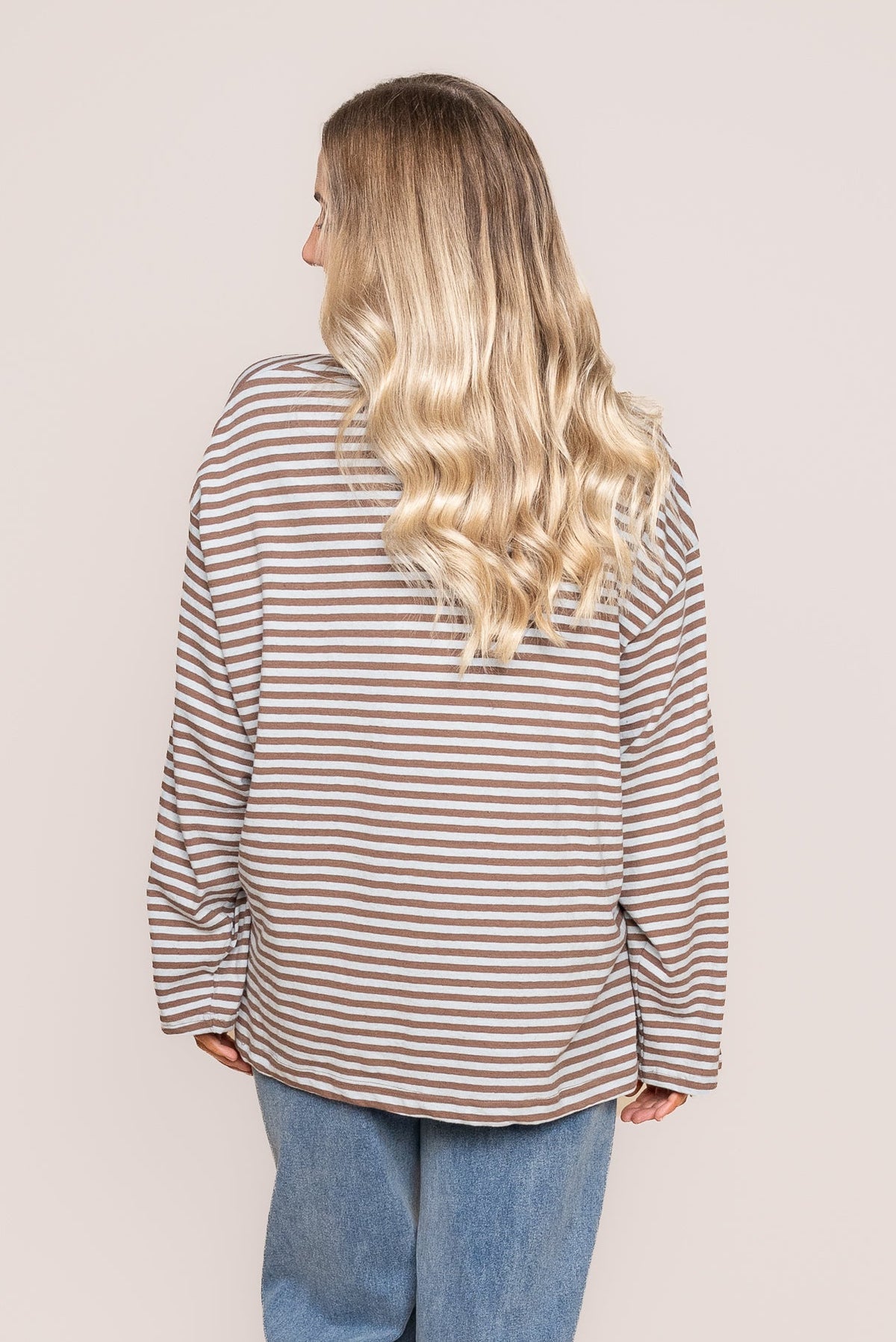 Paloma L/S Stripe Tee in Ocean Blue - All About Eve