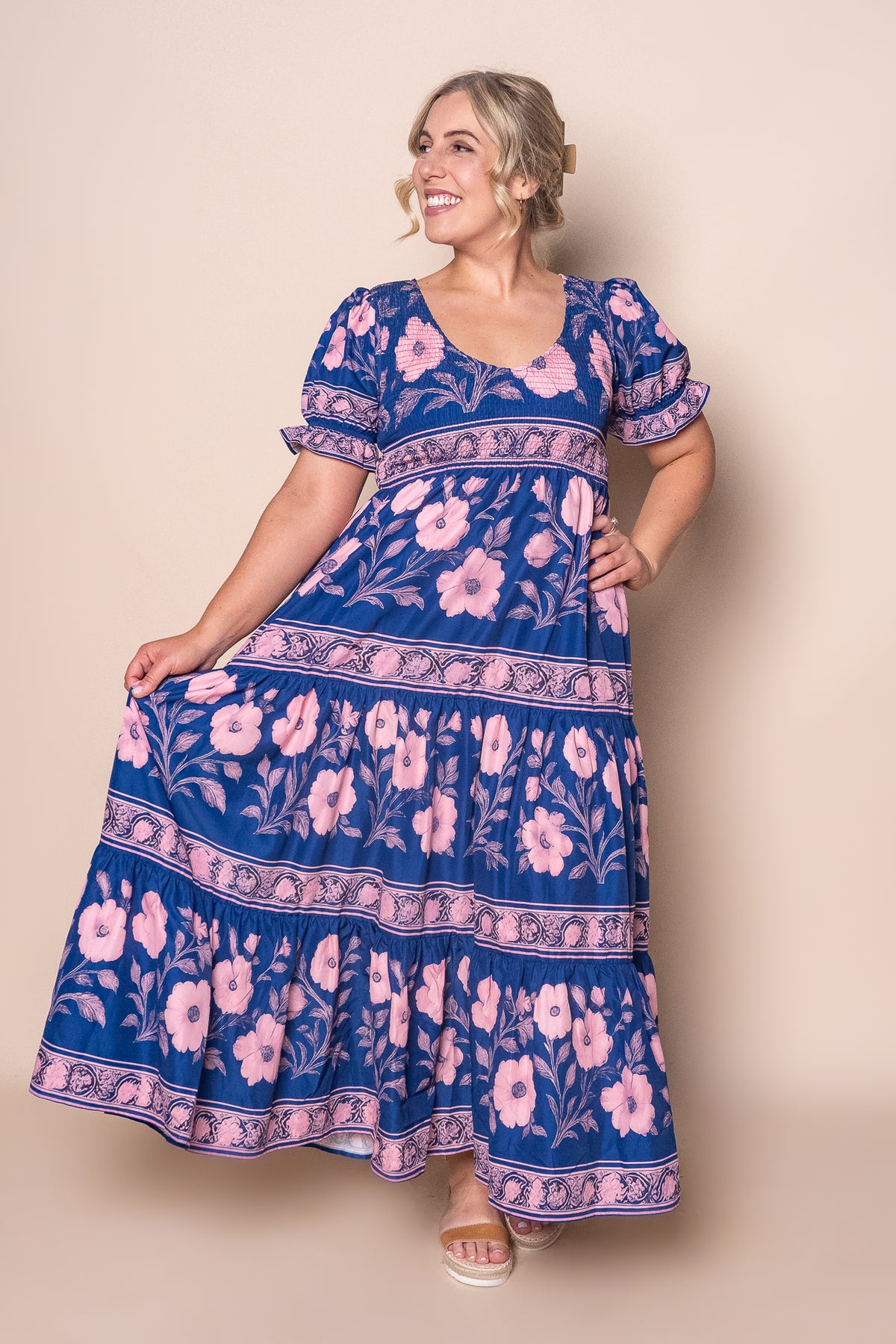 Nyssa Floral Maxi Dress in Royal Blue