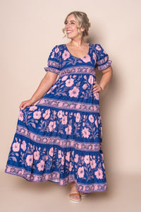 Nyssa Floral Maxi Dress in Royal Blue