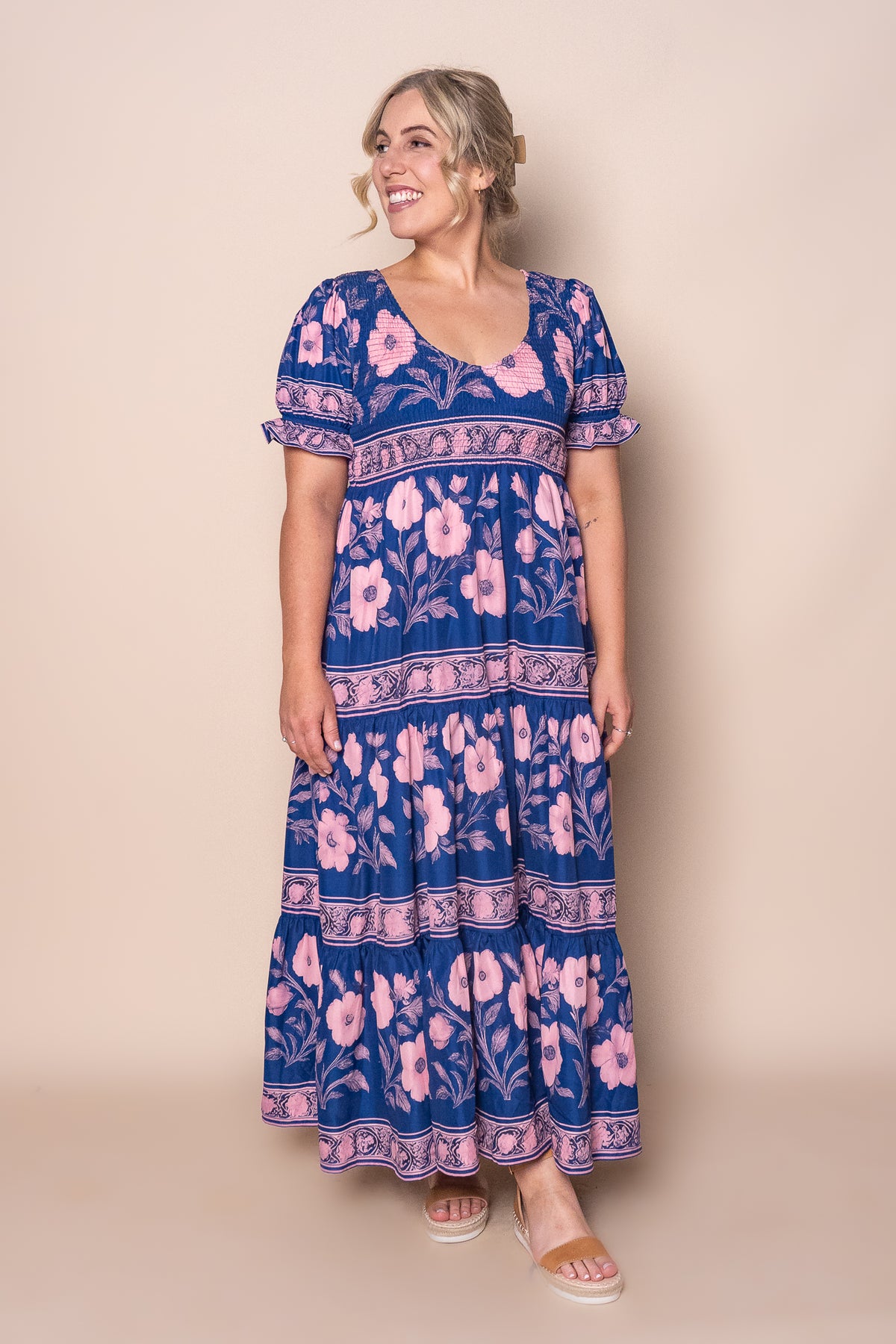 Nyssa Floral Maxi Dress in Royal Blue