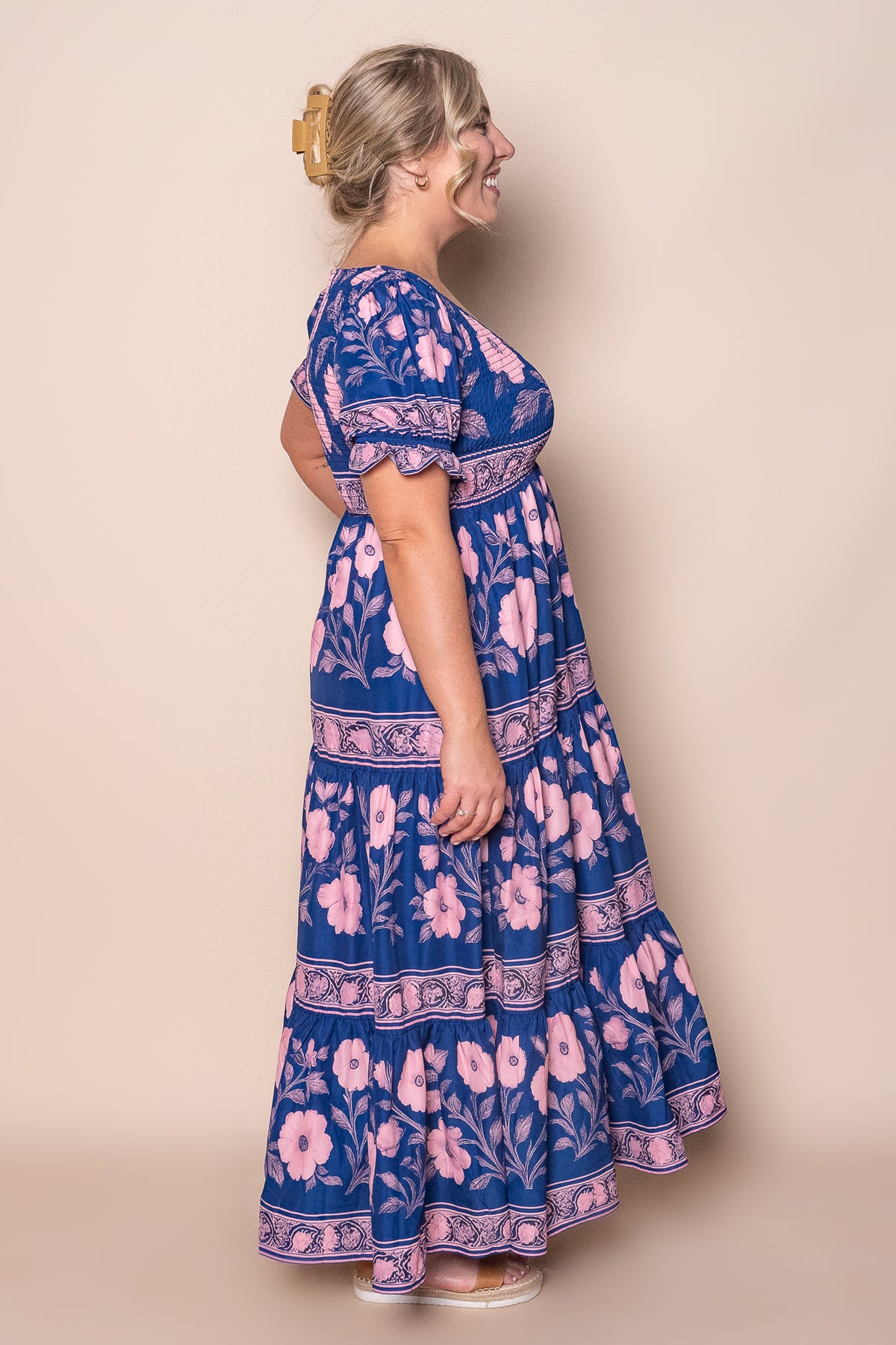 Nyssa Floral Maxi Dress in Royal Blue