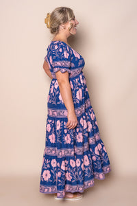 Nyssa Floral Maxi Dress in Royal Blue