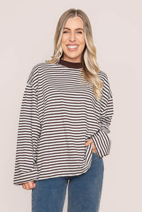 Winnie L/S Stripe Tee in Ocean Blue - All About Eve