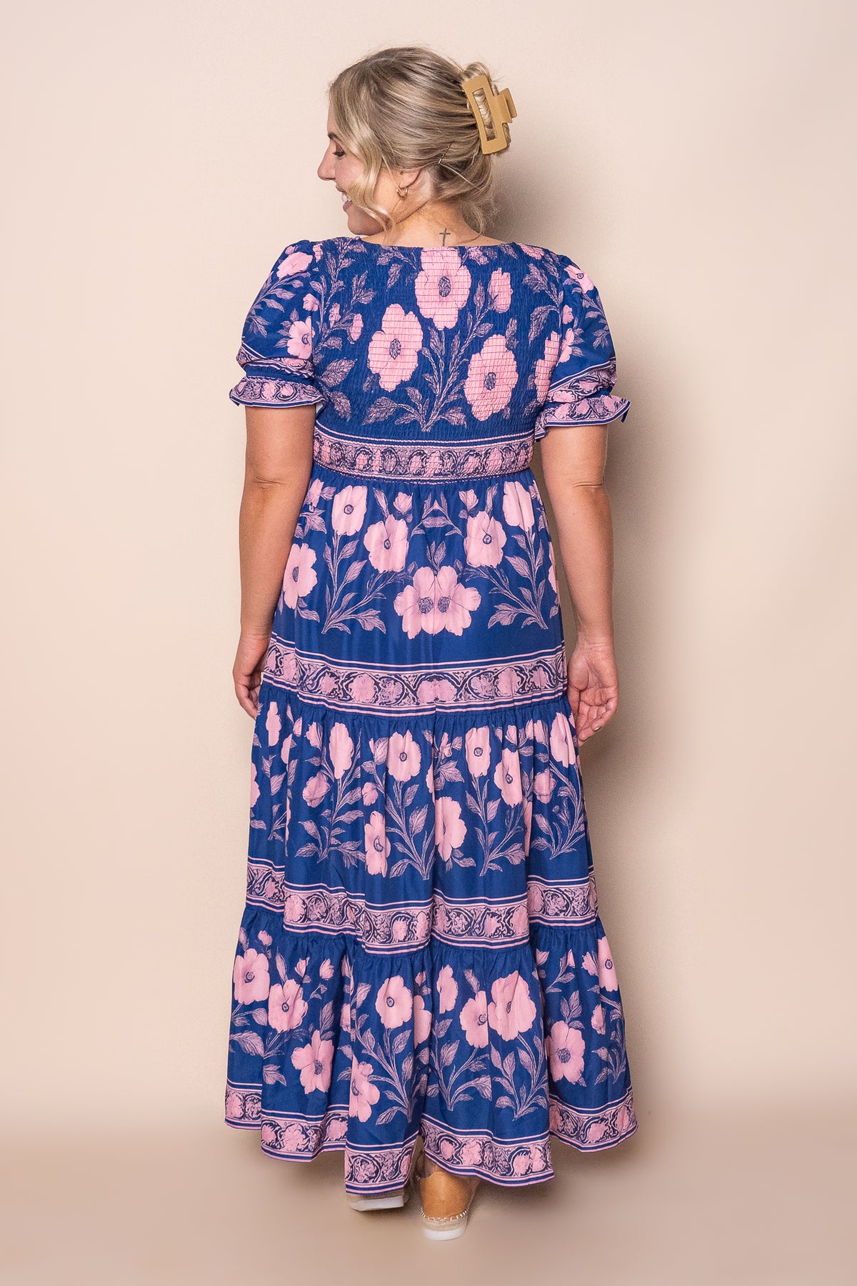 Nyssa Floral Maxi Dress in Royal Blue