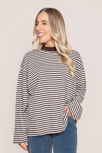 Winnie L/S Stripe Tee in Ocean Blue - All About Eve