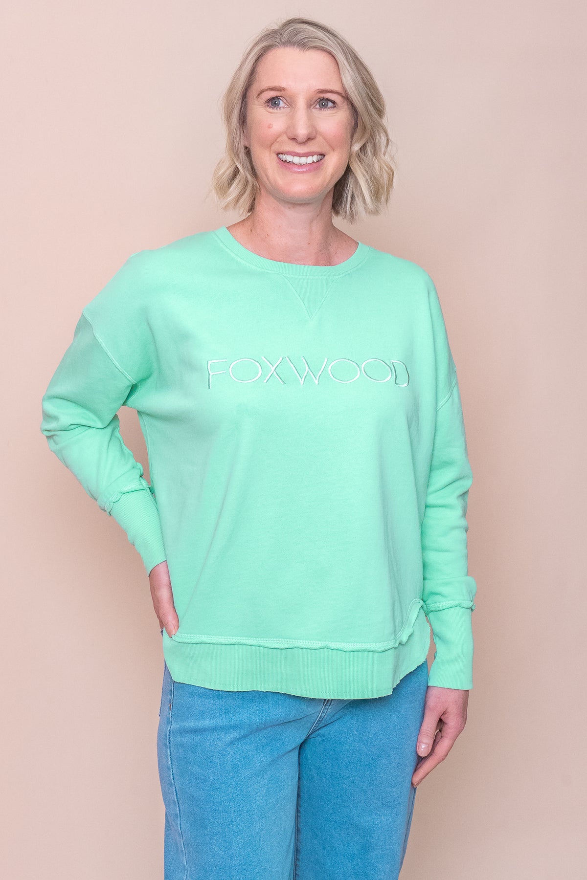 Simplified Crew in Neon Mint - Foxwood