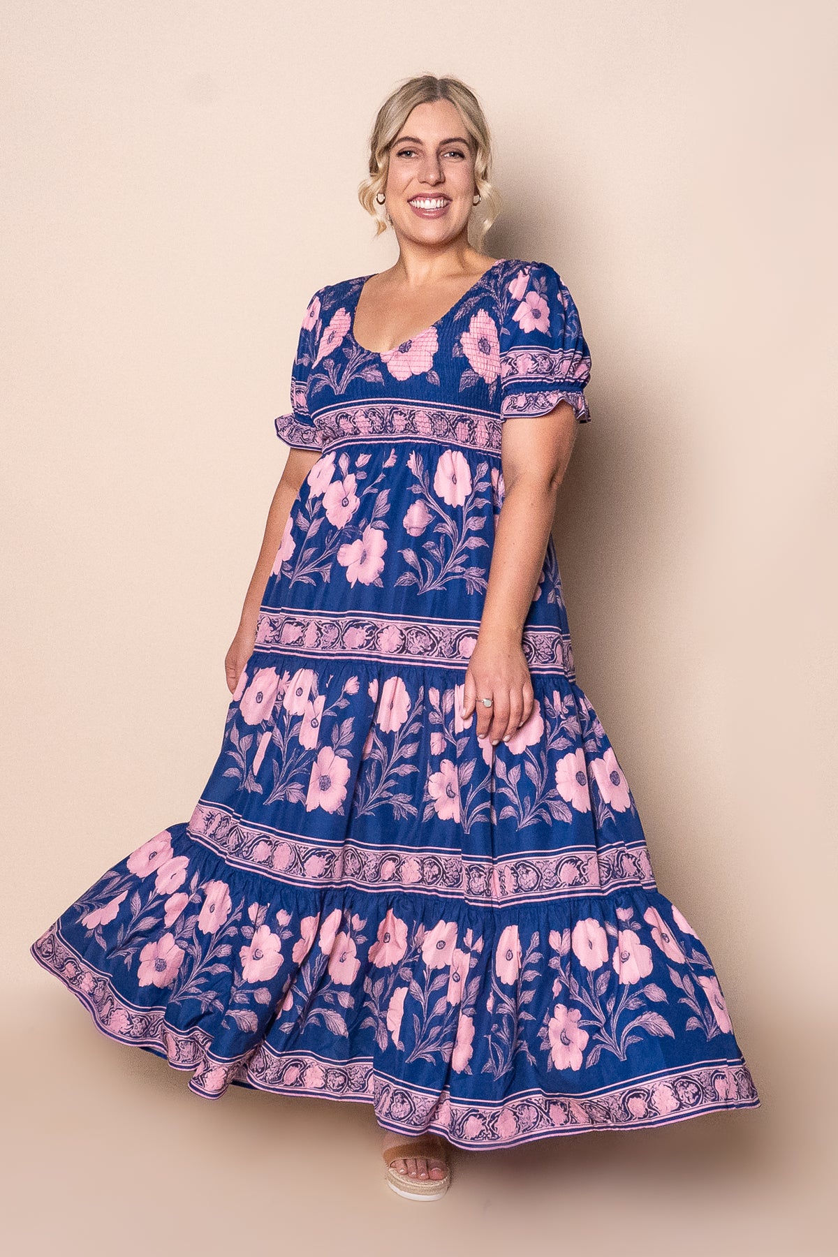 Nyssa Floral Maxi Dress in Royal Blue
