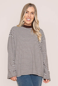 Winnie L/S Stripe Tee in Ocean Blue - All About Eve