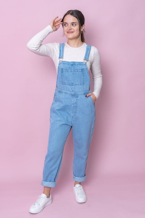 Dina Denim Overalls in Light Blue