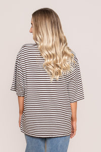 Winnie Oversized Stripe Tee in Ocean Blue - All About Eve