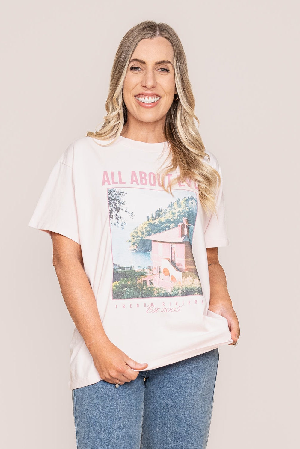 Provence Relaxed Tee in Pale Pink - All About Eve